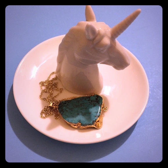 🆕BOHO TURQUOISE COLOR HOWLITE SLICE PENDANT - Picture 4 of 6